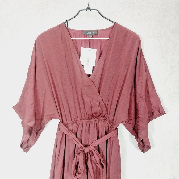 NEW Aakaa Can't Look Away Burgundy Boho Chic Maxi Wrap Dress P5357 - Picture 5 of 12